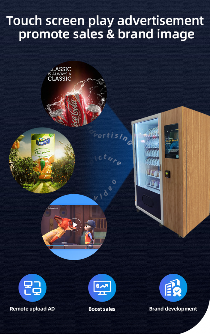 The screen of this ball vending machine can play the ads to attract customers.
