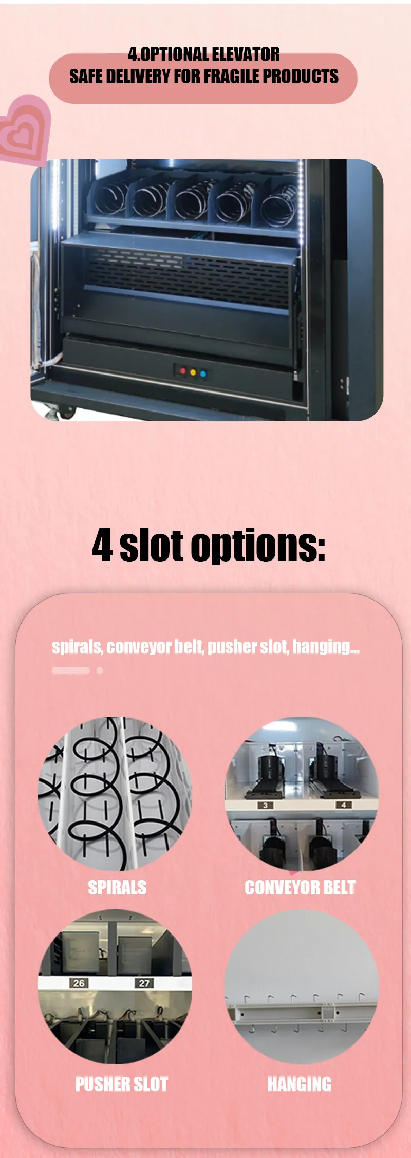 our beauty vending machine support to customize elevator for delivering fragile products
