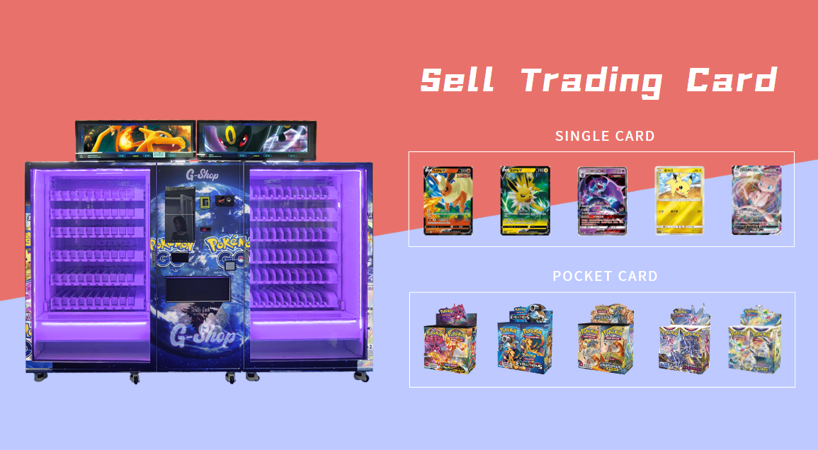 trading card vending machine support selling trading cards in different packages