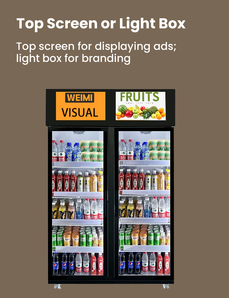 Ai vending machine top screen or light box (can top screen for dispalying ad.and light box for branding)