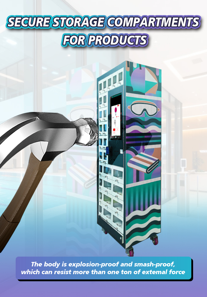 Locker Vending Machine for Pools Gyms Sell Rent Towels Goggles Swim Caps 24/7 Fully Automated