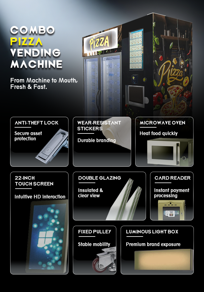 combo pizza vending machine with double glazing front. It has good sealing and it can save energy