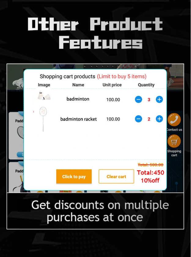 Badminton Racket Vending Machine settlement page