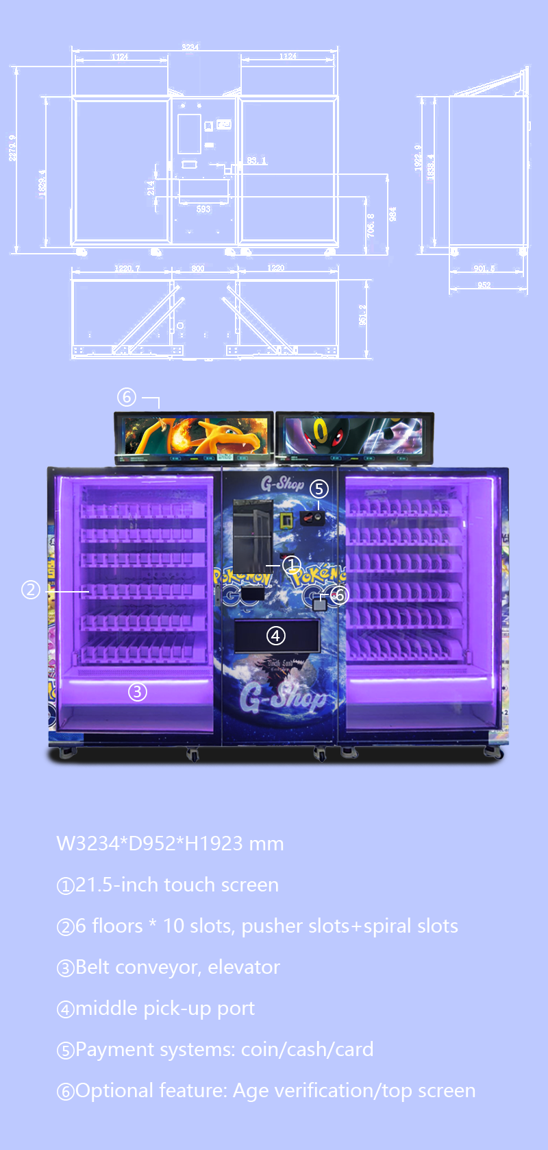 trading card vending machine parameter