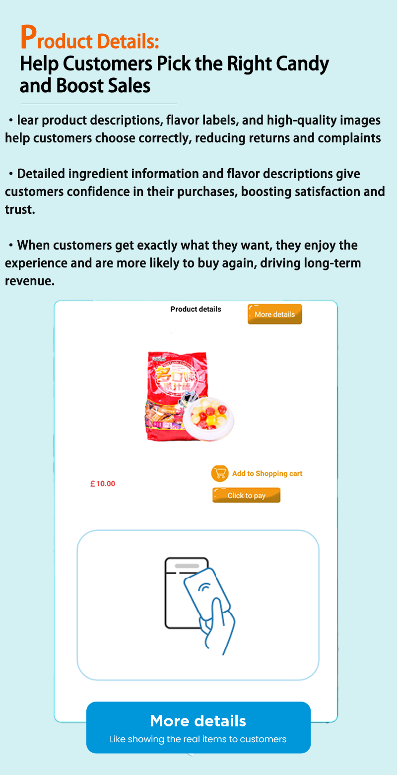 candy vending machine can check product detail