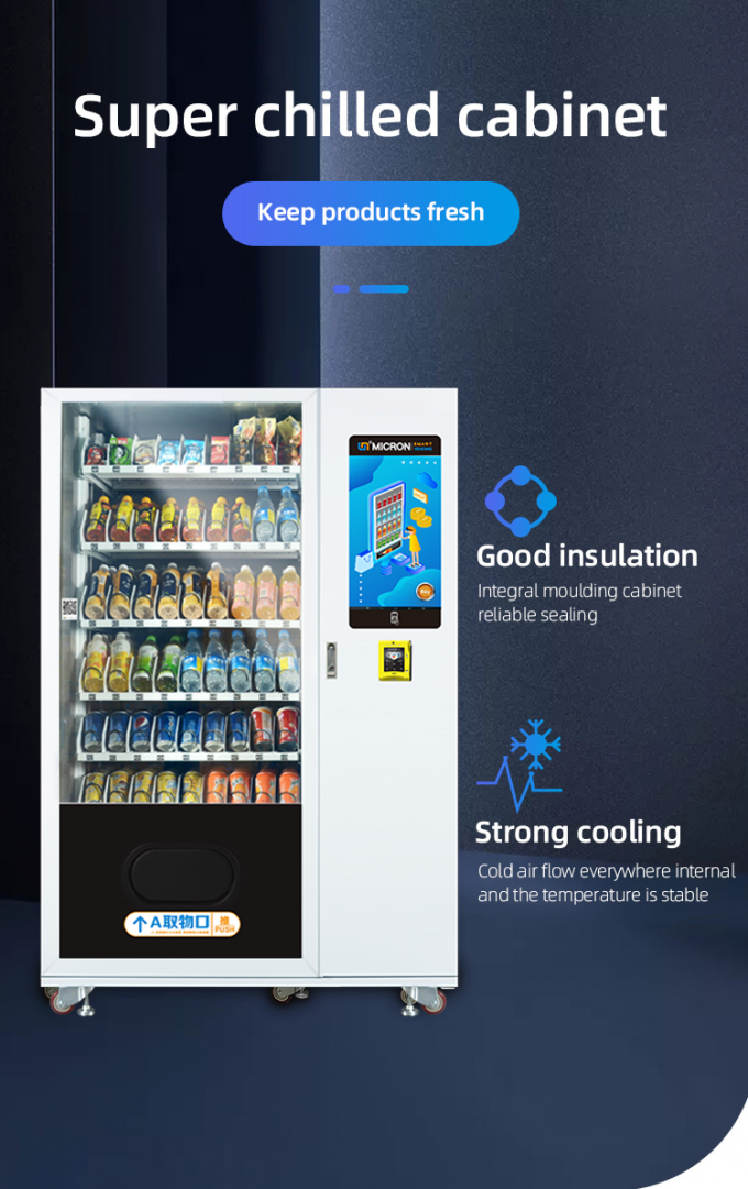 This snack and drink vending machine has cooling system 3-20 degrees.