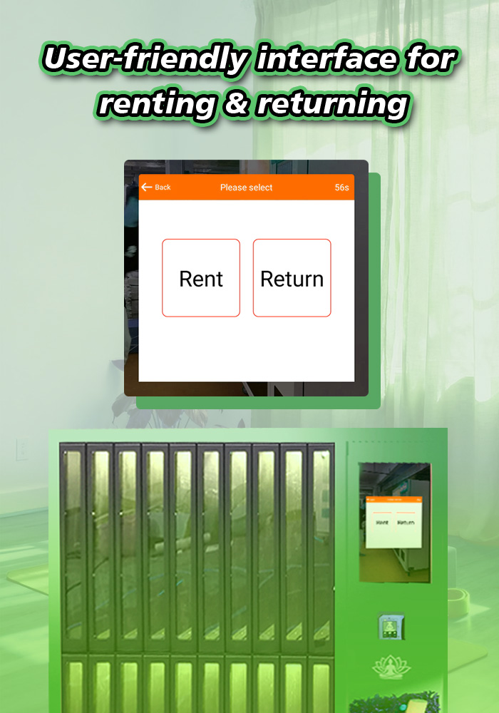 Smart Yoga Mat Rental Locker for Gyms, Studios, Hotels & Wellness Spaces with user-friendly interface for renting and returning.