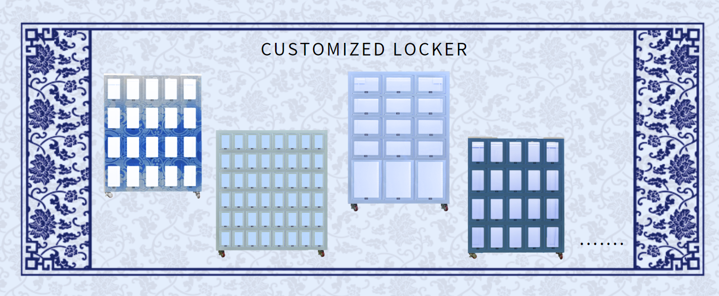 Porcelain vending machinsolid with customizable grid cabinet