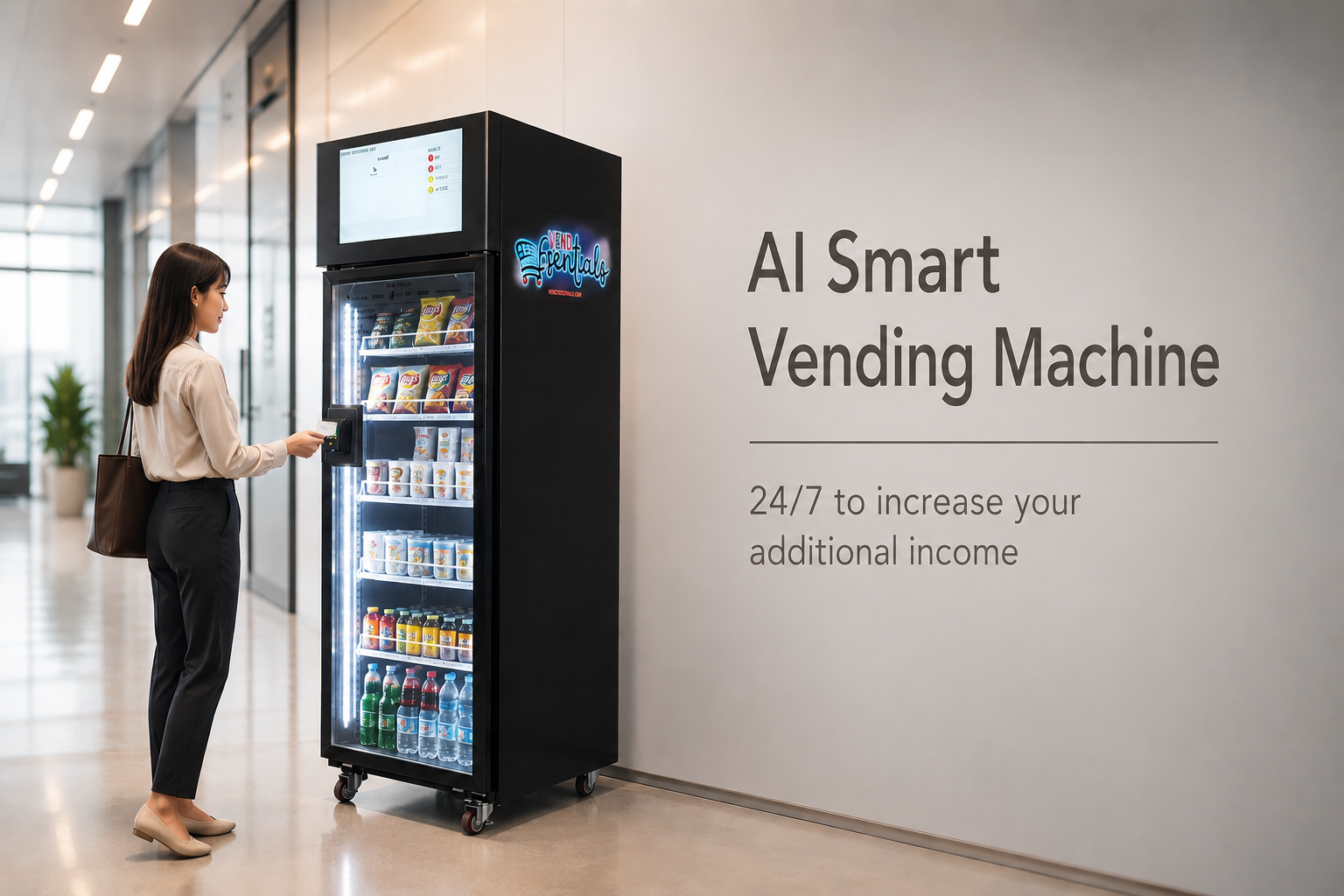 This snack vending machine is suitable be placed at office building.