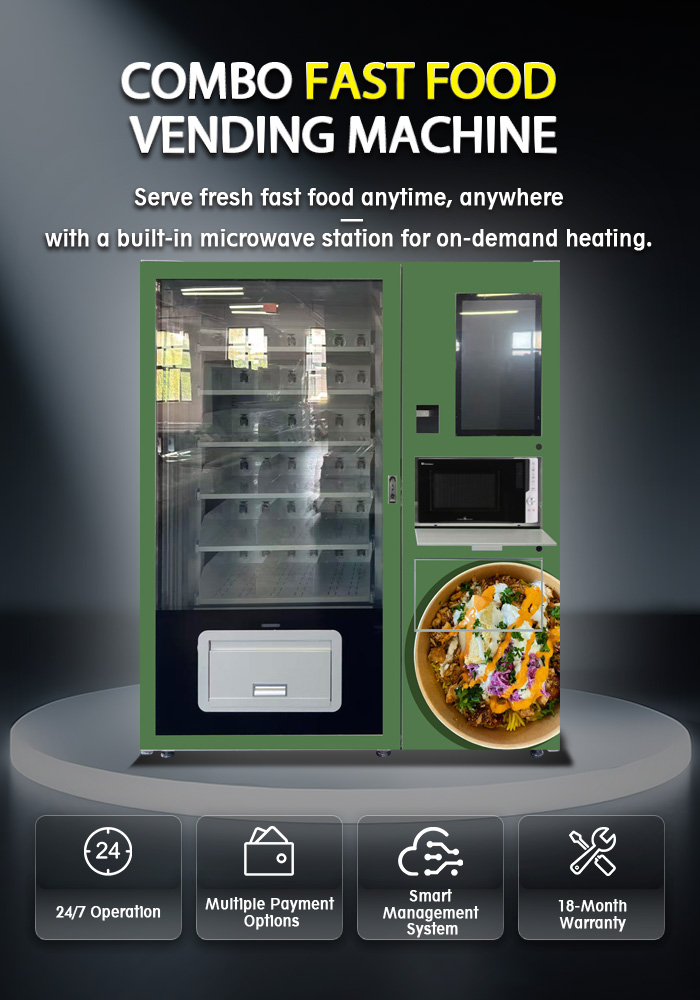 This hot food vending machine is suitable for selling ready meal.
