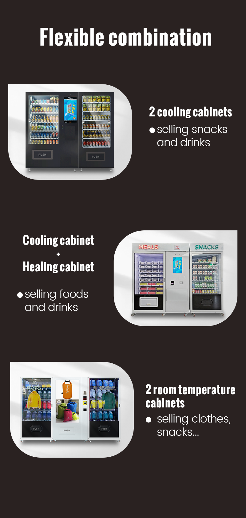 The vending machine has flexible combinations. micron hot food vending machine with microwave for pre made meals bento lunch box