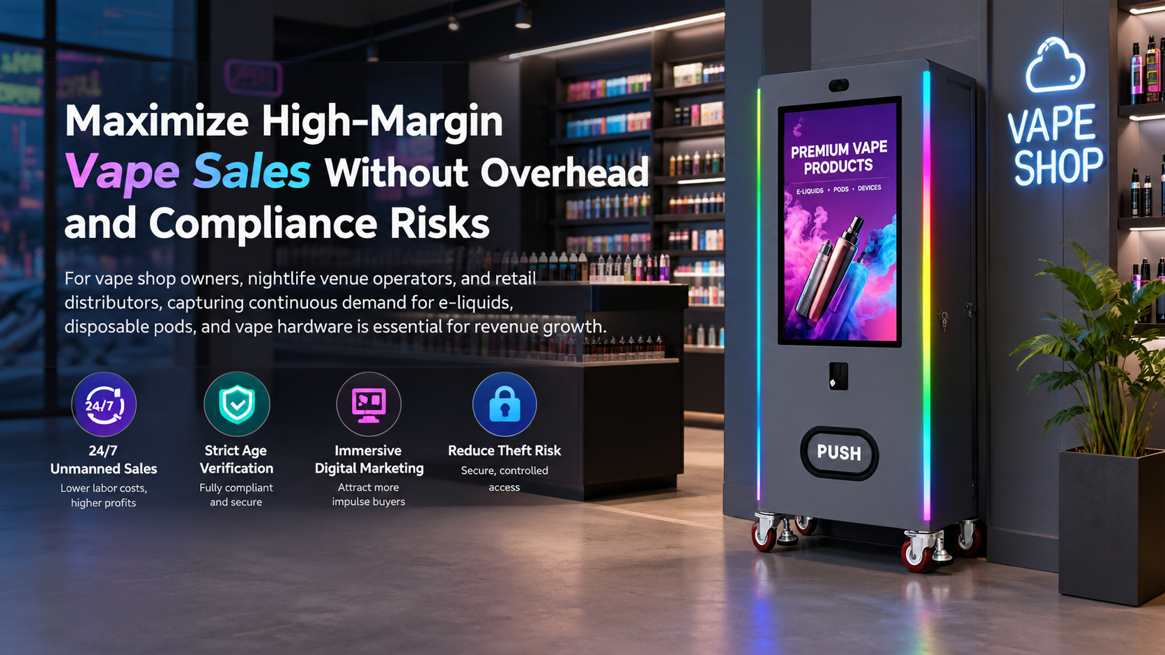This vape vending machine suitable be placed at vape store