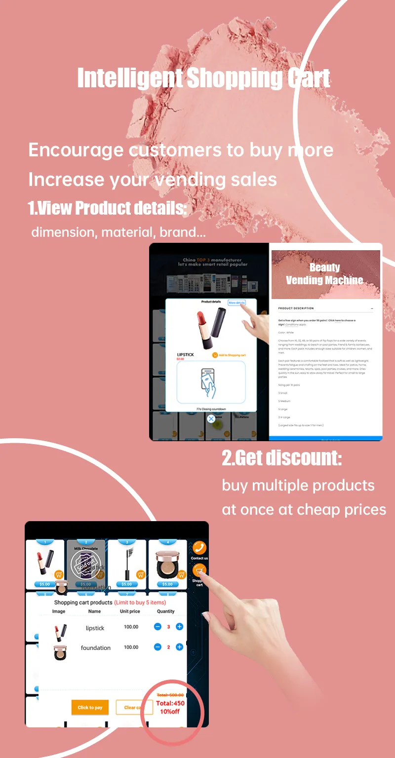 beauty vending machine with intelligent shopping cart, we encourage customers to buy more