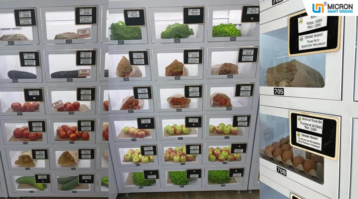 Micron locker vending machine for selling fruit vegetable in self service in France