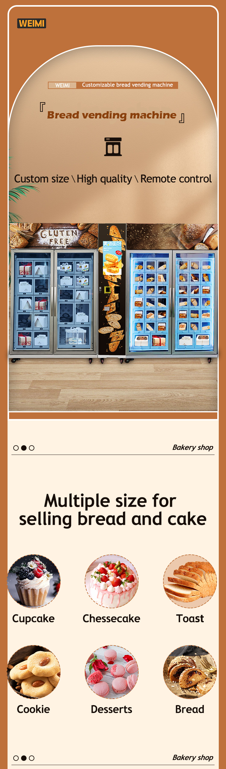 Micron smart bread vending machine offer customer better shopping experience, it's easy to shop, customer can check the product's details on the screen. Micron smart bread cake vending machine, especially designed for fragile products as bread, cake, glass bottle drink and flower. With smart management system, you can start your business very easy and quickly.