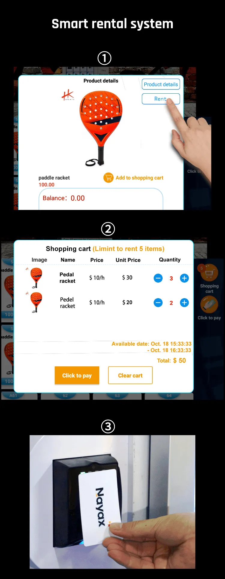 padel tennis racket vending machine support smart rental system