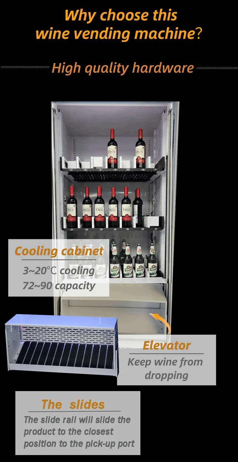 Micron smart wine vending machine for selling glass bottle drink, beer and champagne