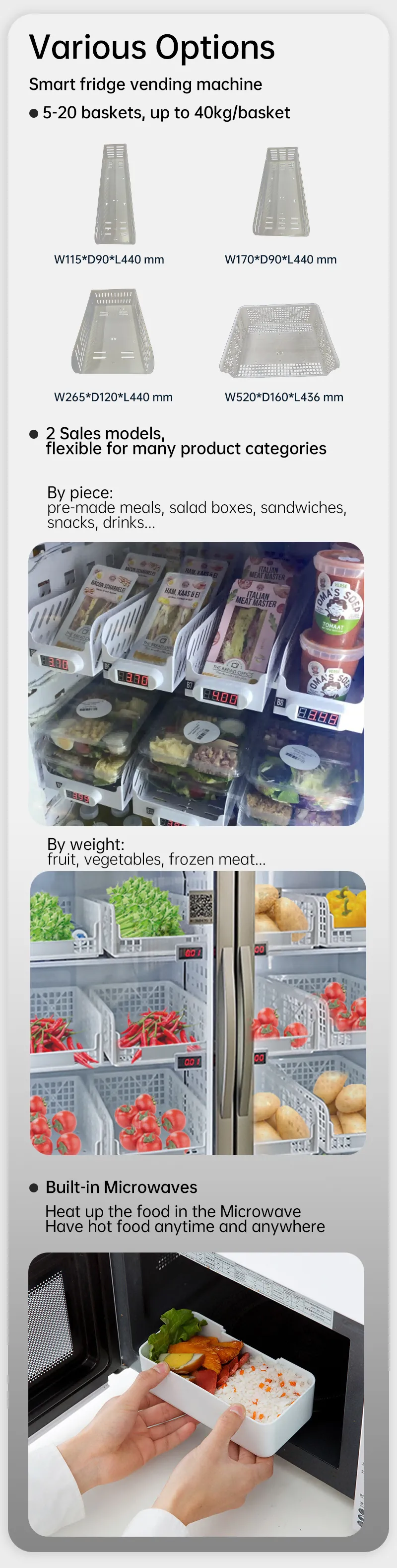 our smart fridge is the best vending solution for selling pre made meal vending machine has multiple goods tray options