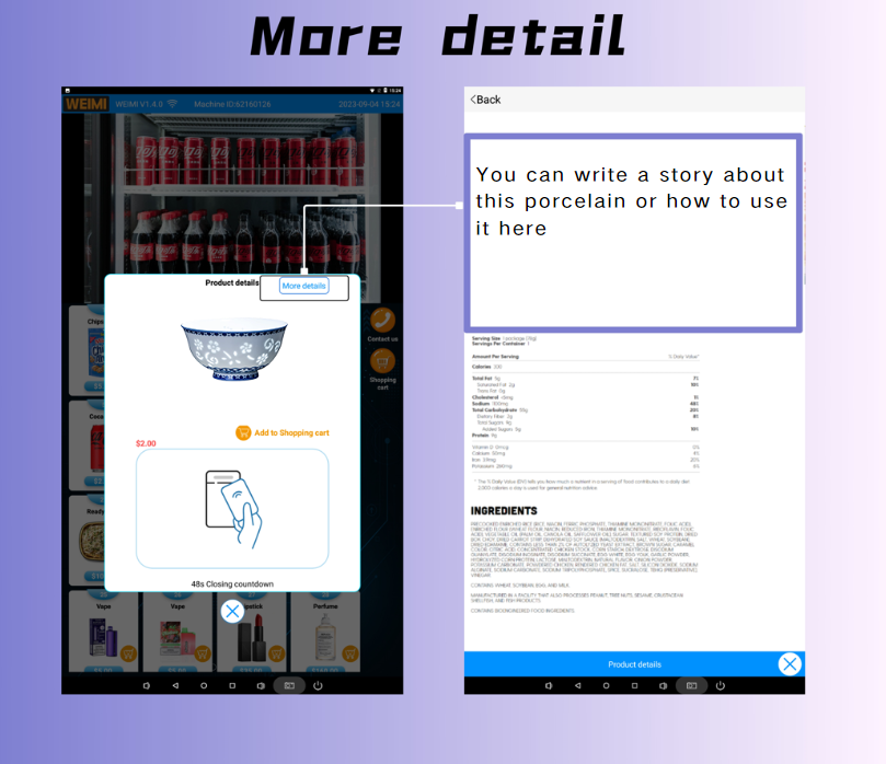 Porcelain vending machine product detail