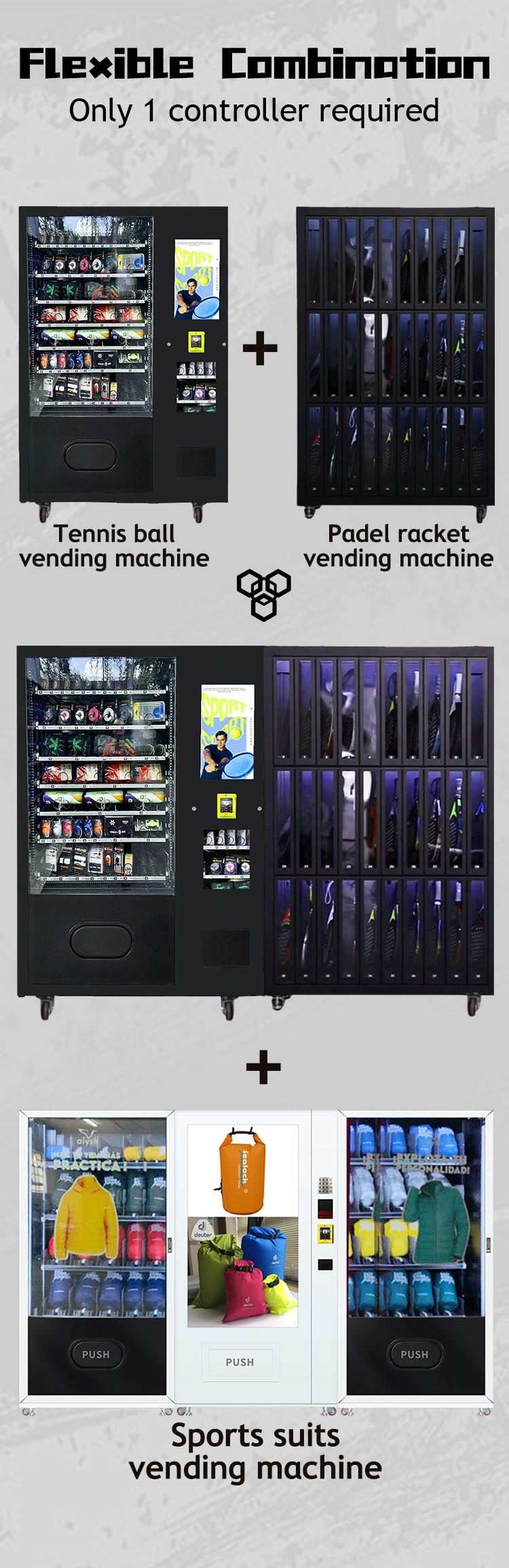 padel tennis racket vending machine support flexible combinations