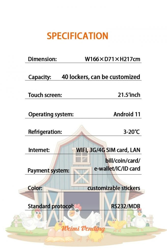 This is the specification of egg locker vending machine.