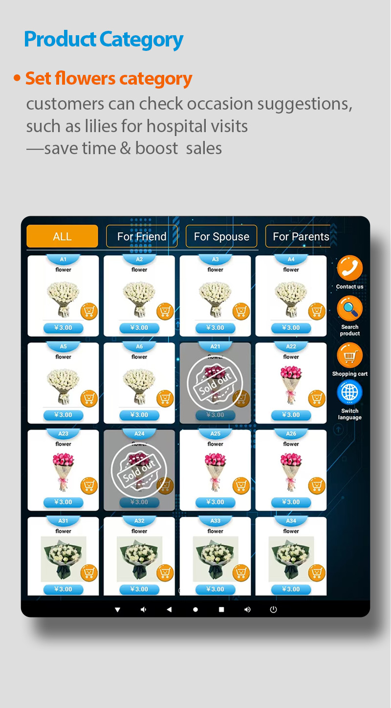 You can set the product category for your flower vending mahcine.