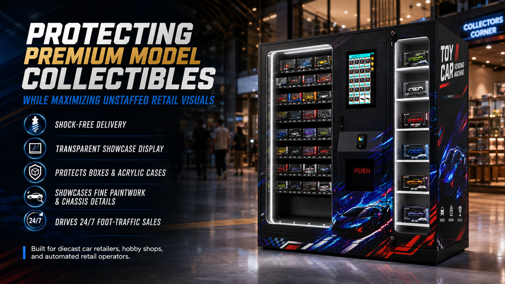 This elevator vending machine is suitable for selling toy car.