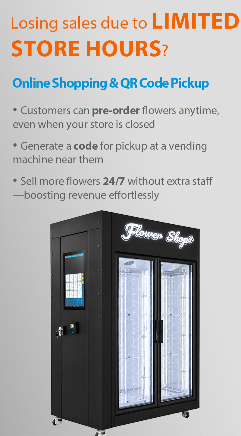 Customer can use the pickup code to collect their pre-ordered bouquet.