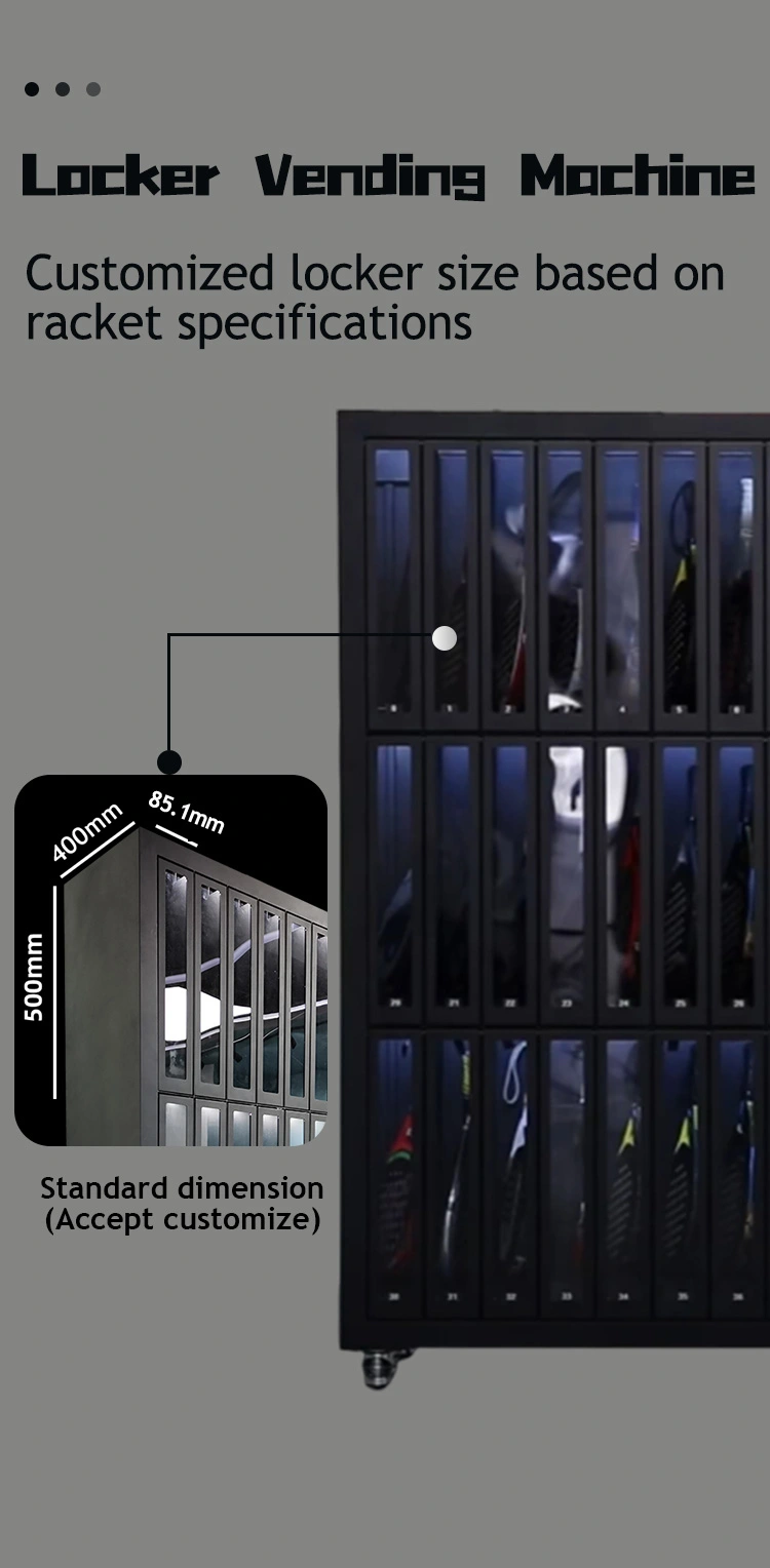 padel tennis racket vending machine with lockers accept customize
