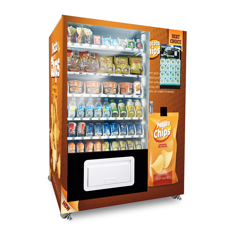 Micron smart snack and drink combo vending machine with touch screen, card reader and E-wallet support mutiple purchase. Accpet customization