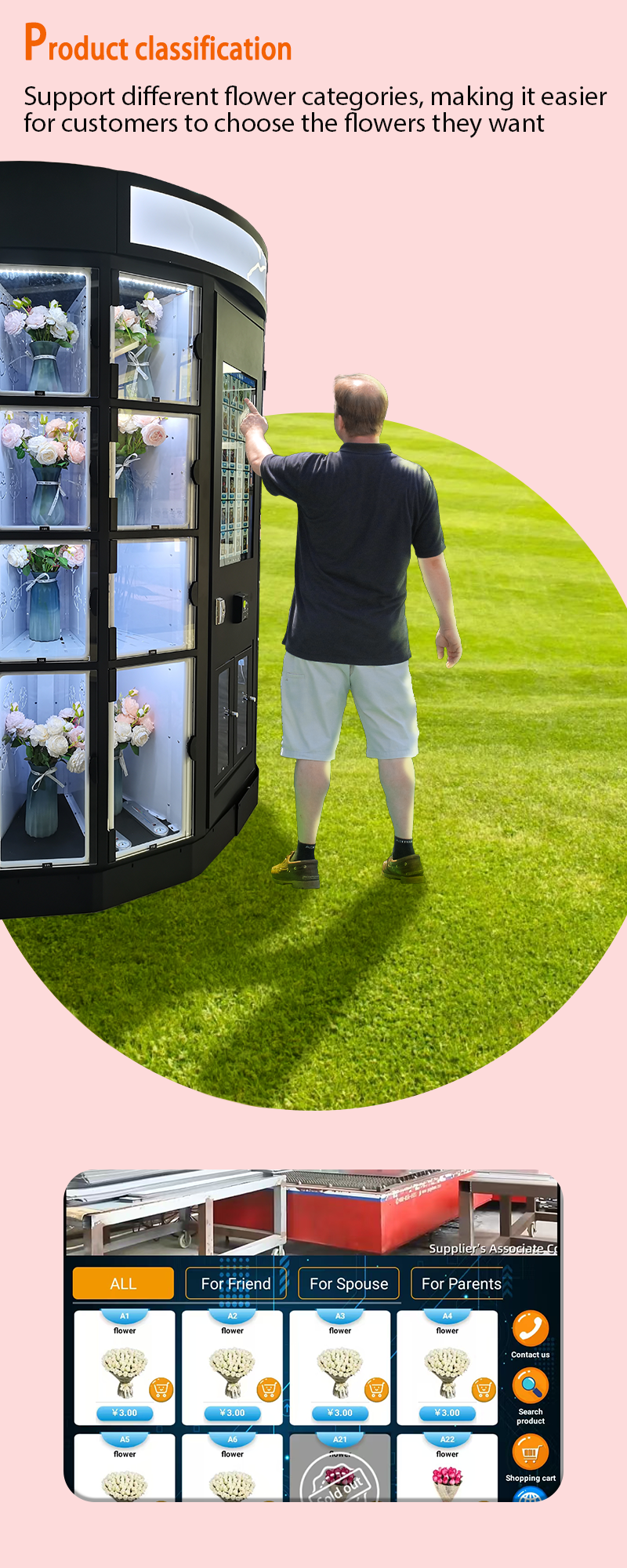 flower vending machine can set product classification
