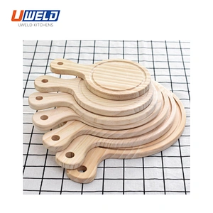 Uweld Kitchens Natural Solid Wood Pizza Serving Plate Wooden Steak Board Pine Wood Black Walnut Serving Trays