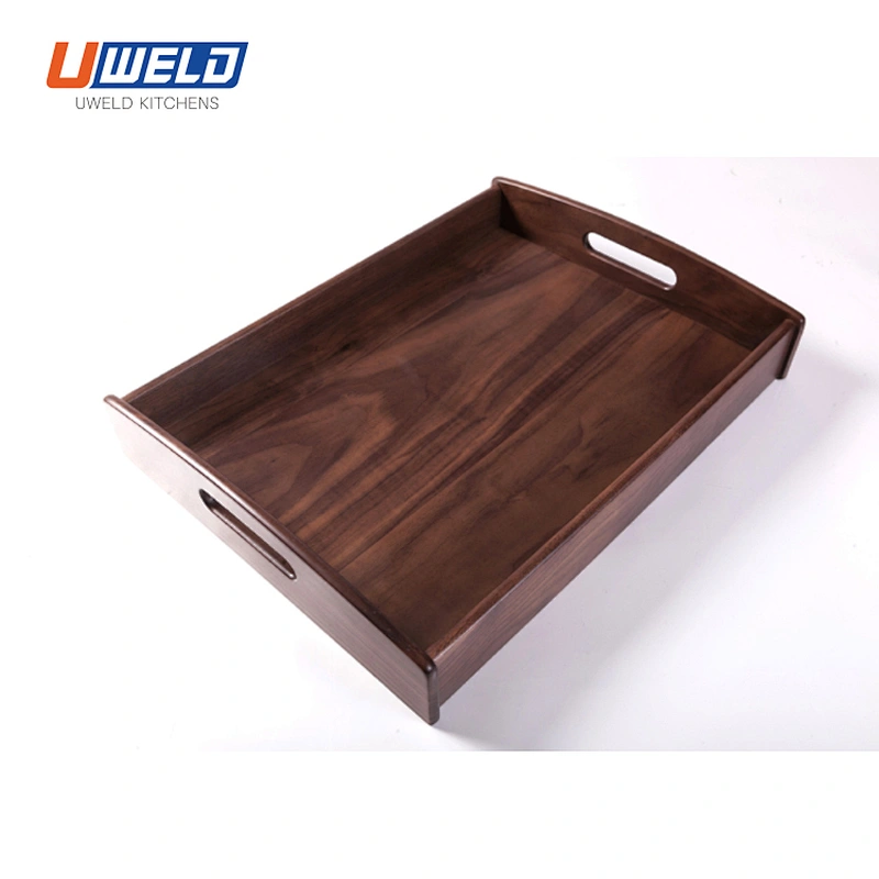 Uweld Kitchens Natural Solid Wood Pizza Serving Plate Wood Serving Trays Black Walnut Serving Plates