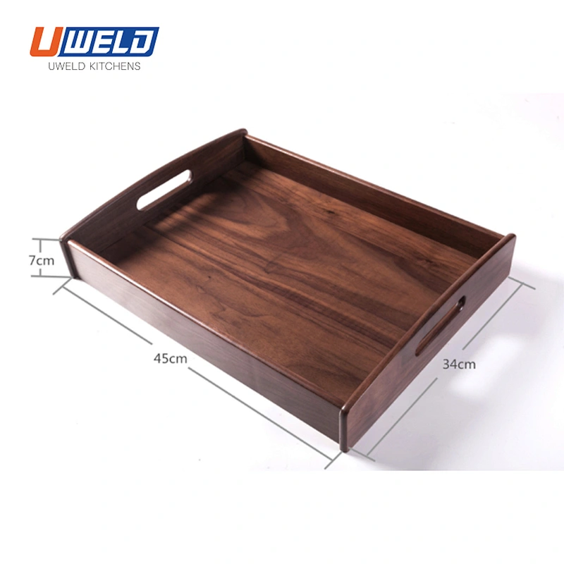 Uweld Kitchens Natural Solid Wood Pizza Serving Plate Wood Serving Trays Black Walnut Serving Plates