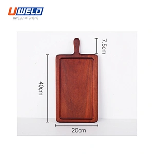 Uweld Kitchens Natural Solid Wood Serving Plate Steak Board Pizza Board Cutting Board  Butcher Block  Beech Wood Black walnut