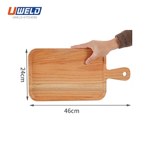 Uweld Kitchens Natural Solid Wood Serving Plate Steak Board Pizza Board Cutting Board  Butcher Block  Beech Wood Black walnut