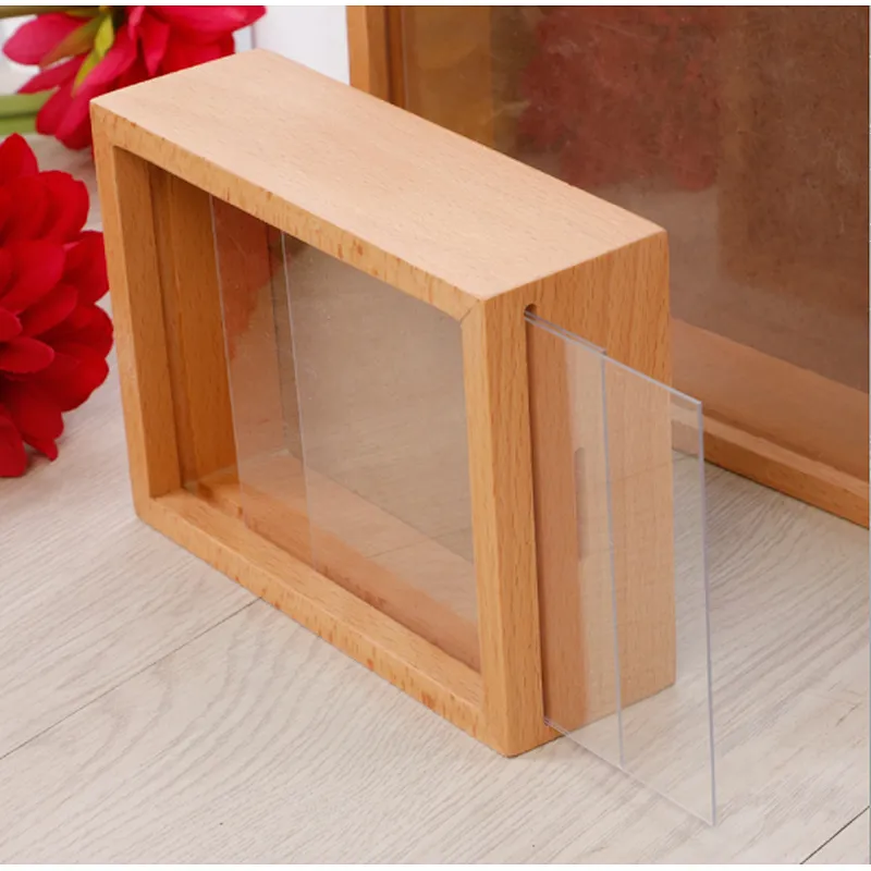 Photo Frame Photo Stand  Natural Solid Wood   Beech Wood Black walnut