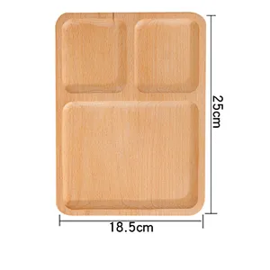 Uweld Kitchens Natural Solid Wood Serving Plate for Baby Kids  Beech Wood Black walnut