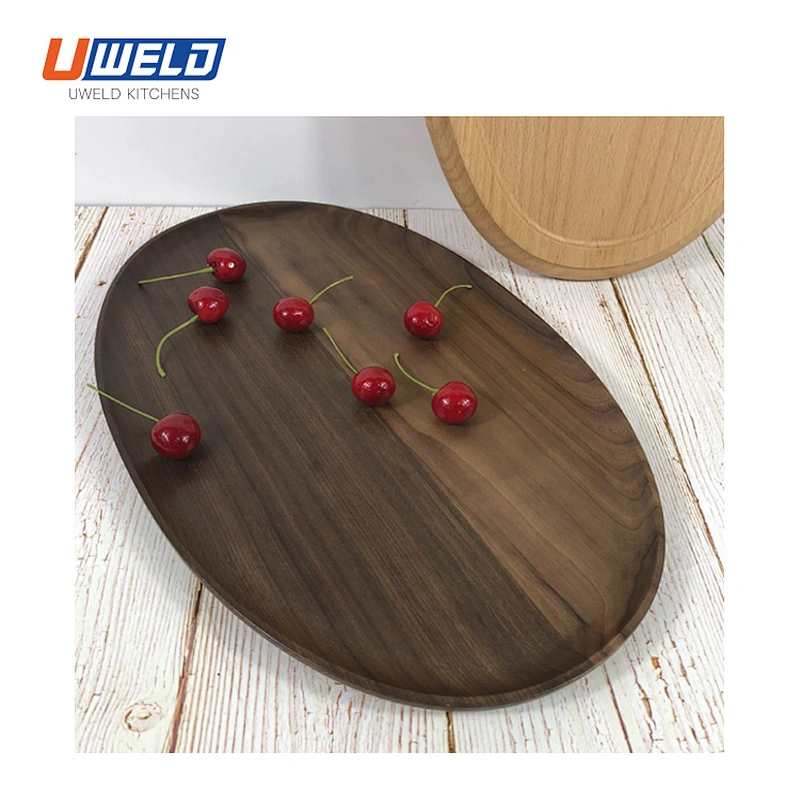 Uweld Kitchens Natural Solid Wood Serving Plate Wood Cheese Cutting Board Bread Board Black Walnut Steak Board