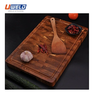Uweld Kitchens Extra Large Teak Wood Cutting Board Juice Groove End Grain Edge Grain Face Grain   Butcher Block24*18