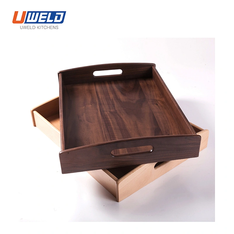 Uweld Kitchens Natural Solid Wood Pizza Serving Plate Wood Serving Trays Black Walnut Serving Plates