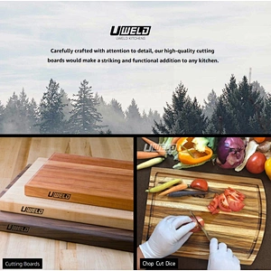 Uweld Kitchens Extra Large Chopping Board Walnut Wood Cutting Board Juice Groove Black Walnut Cutting Board  Butcher Block24*18