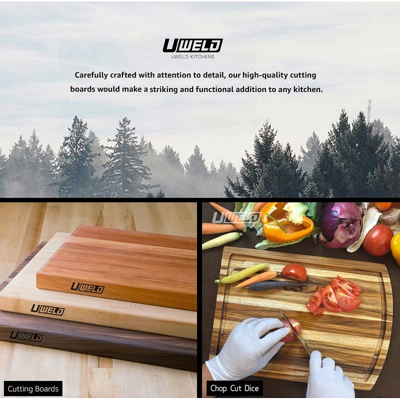Uweld Kitchens Extra Large Chopping Board Walnut Wood Cutting Board Juice Groove Black Walnut Cutting Board  Butcher Block24*18