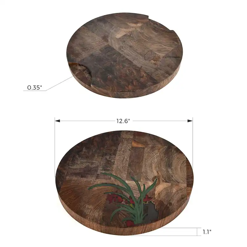 Uweld Round Walnut Wood Cutting Board Serving Board