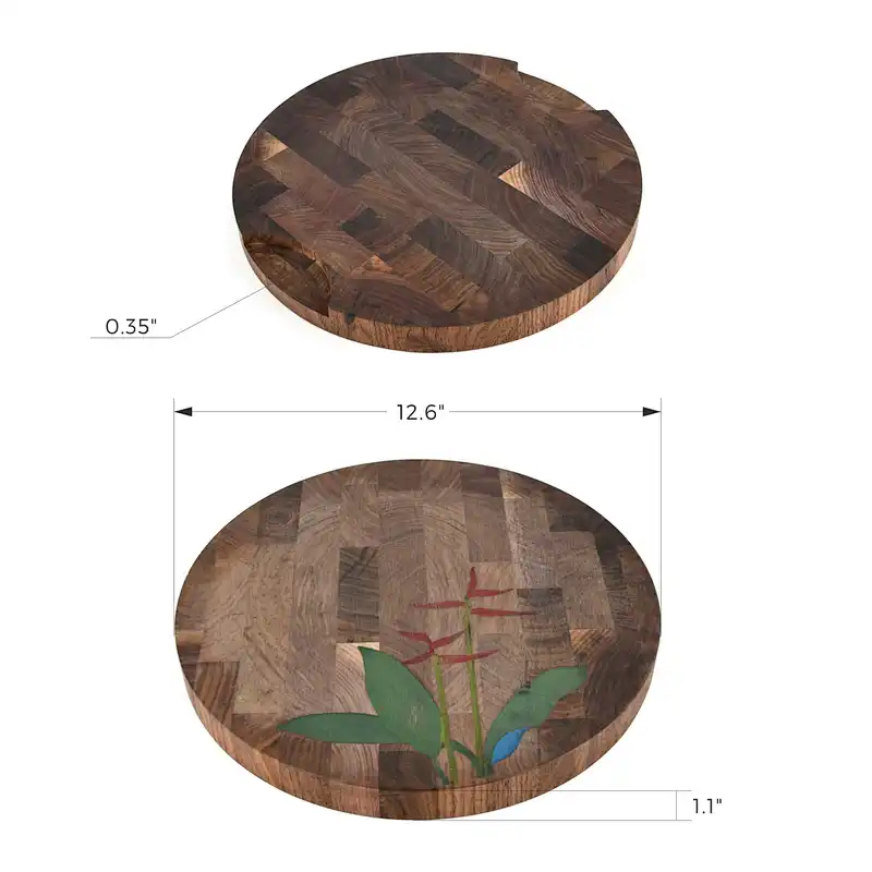 Uweld Round Walnut Cutting Board Serving Plate
