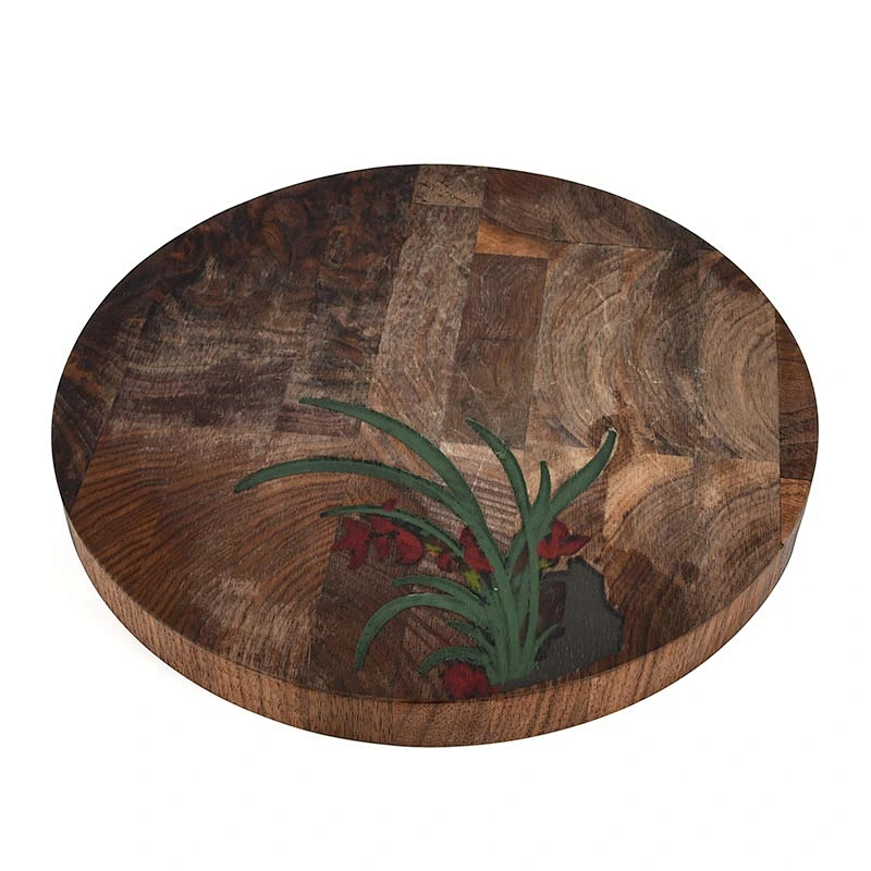 Uweld Round Walnut Wood Cutting Board Serving Board