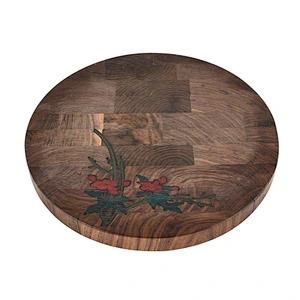 Uweld Round Walnut Wood Cutting Board Serving Board