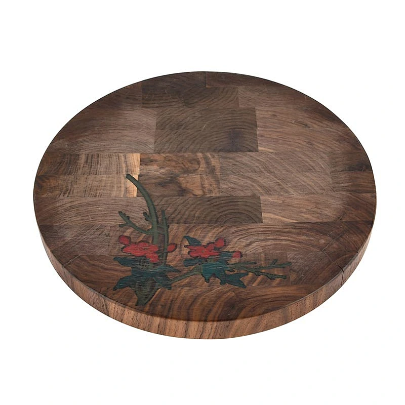 Uweld Round Walnut Wood Cutting Board Serving Board