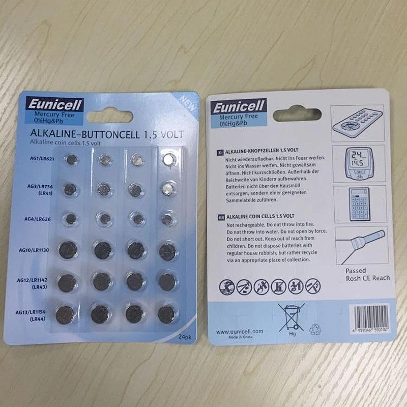 30PACKS 0% Hg Pb AG1 AG3 AG4 AG10 AG12 AG13 Coin type Alkaline battery Eunicell