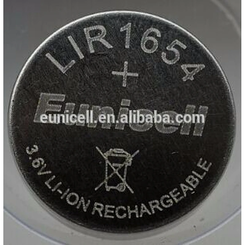 Eunicell Hot sale LIR1654 3.6V Li-Ion Coin Button Cell Battery for Bluetooth lir 1654 3.6V wireless headset battery